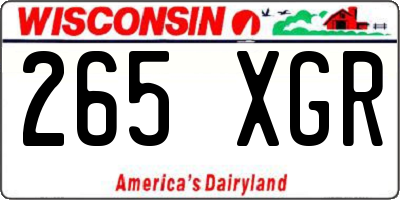 WI license plate 265XGR