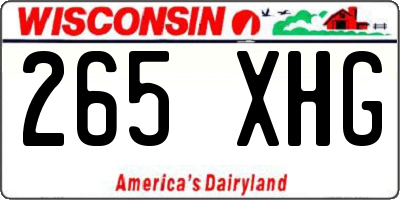 WI license plate 265XHG