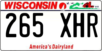 WI license plate 265XHR