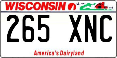 WI license plate 265XNC