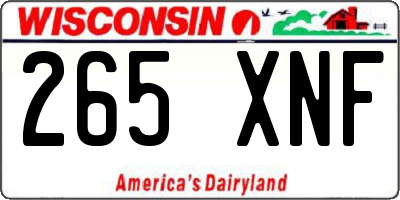 WI license plate 265XNF