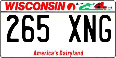 WI license plate 265XNG