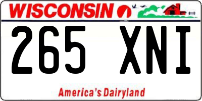 WI license plate 265XNI