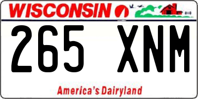 WI license plate 265XNM