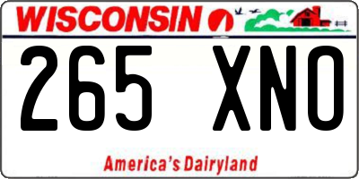 WI license plate 265XNO