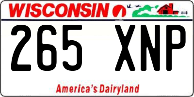 WI license plate 265XNP