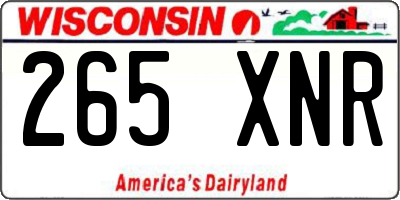 WI license plate 265XNR