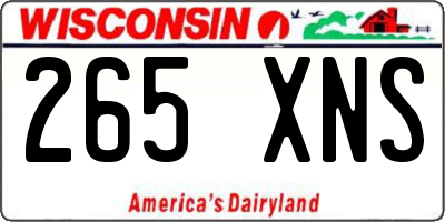 WI license plate 265XNS