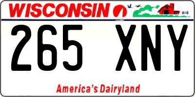 WI license plate 265XNY
