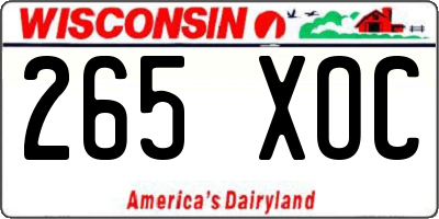 WI license plate 265XOC