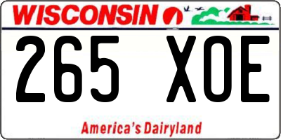 WI license plate 265XOE