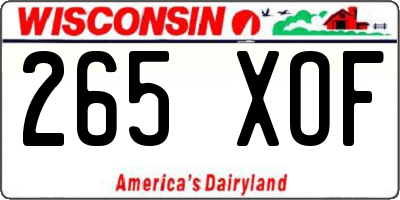 WI license plate 265XOF