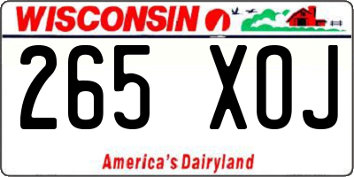 WI license plate 265XOJ