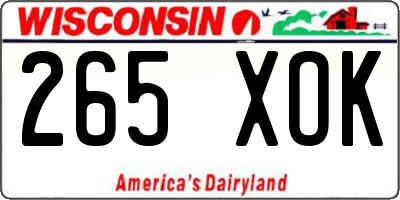 WI license plate 265XOK