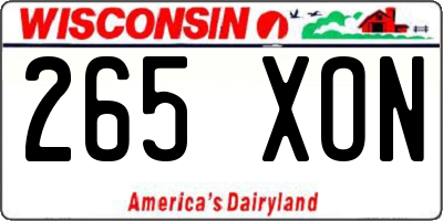 WI license plate 265XON