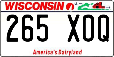 WI license plate 265XOQ