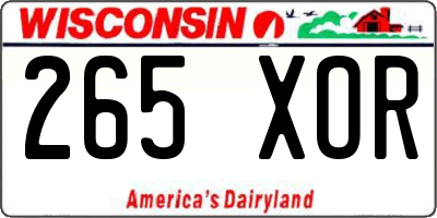 WI license plate 265XOR