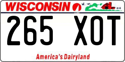 WI license plate 265XOT