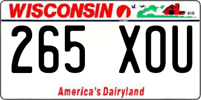 WI license plate 265XOU