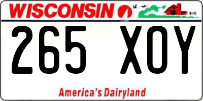 WI license plate 265XOY