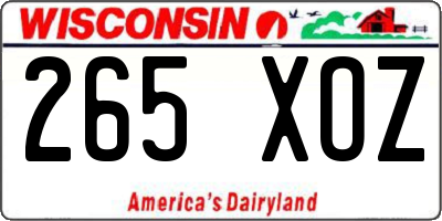 WI license plate 265XOZ