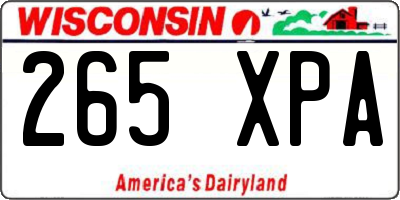 WI license plate 265XPA