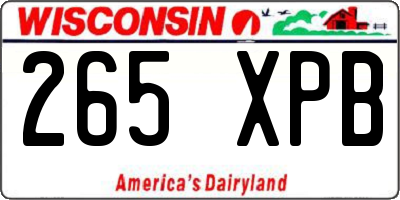WI license plate 265XPB