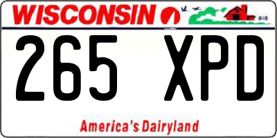 WI license plate 265XPD