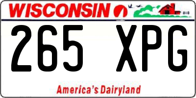 WI license plate 265XPG