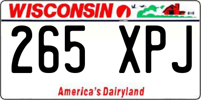 WI license plate 265XPJ