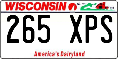 WI license plate 265XPS