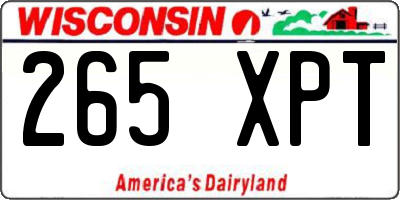 WI license plate 265XPT