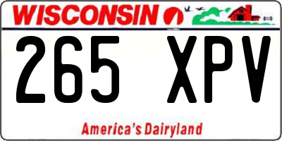 WI license plate 265XPV