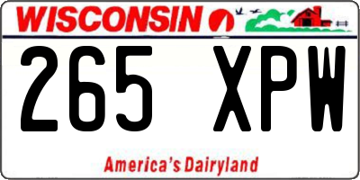 WI license plate 265XPW
