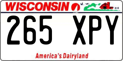 WI license plate 265XPY