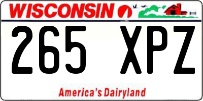 WI license plate 265XPZ