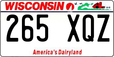 WI license plate 265XQZ