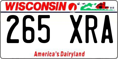 WI license plate 265XRA
