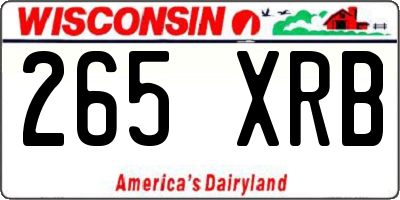 WI license plate 265XRB