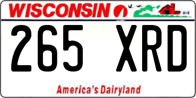 WI license plate 265XRD
