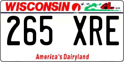 WI license plate 265XRE