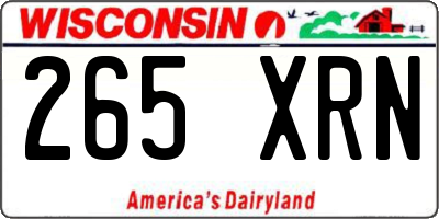 WI license plate 265XRN