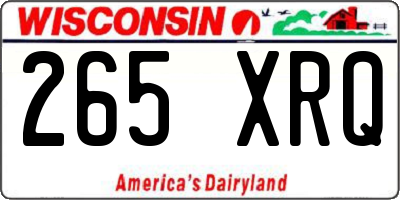 WI license plate 265XRQ