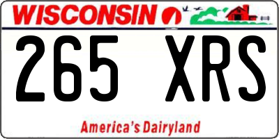 WI license plate 265XRS
