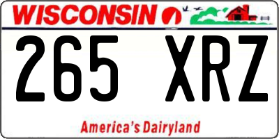 WI license plate 265XRZ