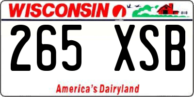 WI license plate 265XSB