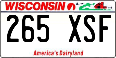 WI license plate 265XSF
