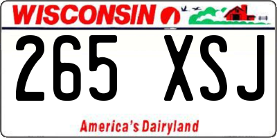 WI license plate 265XSJ