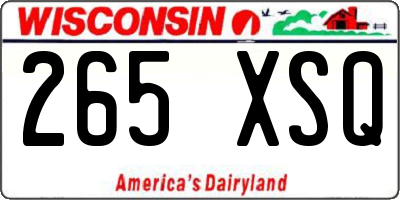 WI license plate 265XSQ