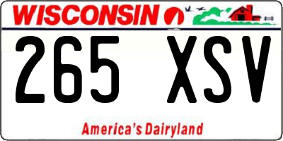 WI license plate 265XSV